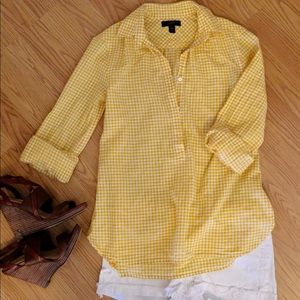 JCrew 00 Yellow Gingham half button-down